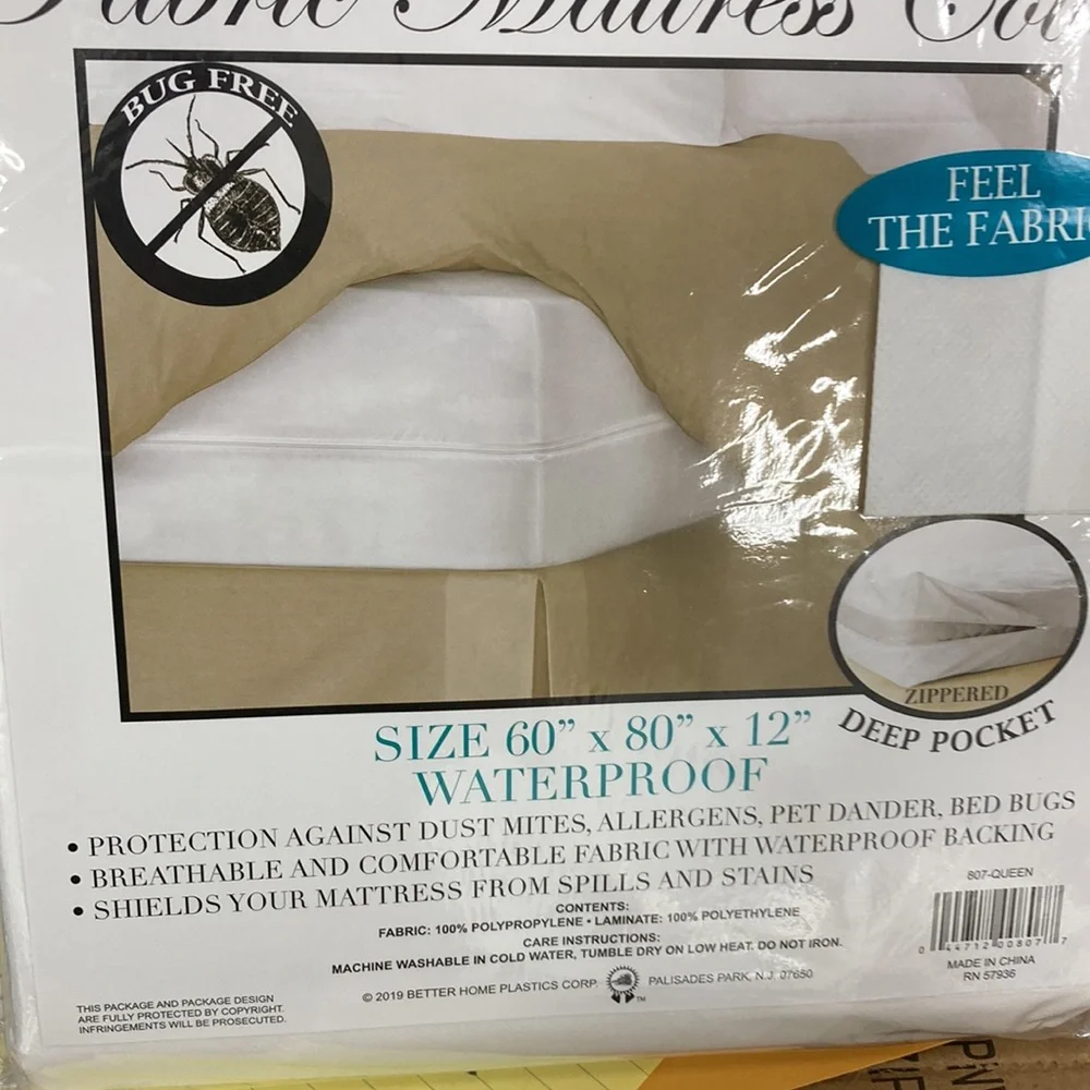 Queen bed bug proof, mattress, cover, fully zippered, fabric cover